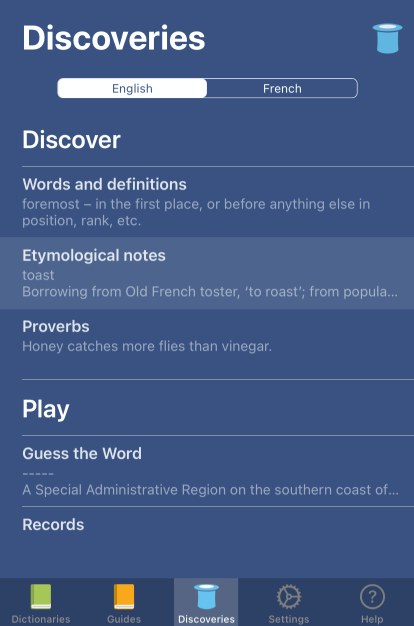 Discoveries section