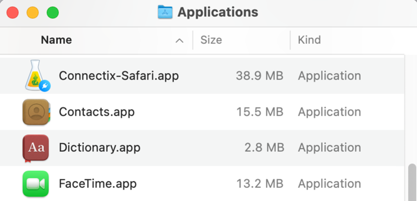 Connectix Safari in the Applications folder