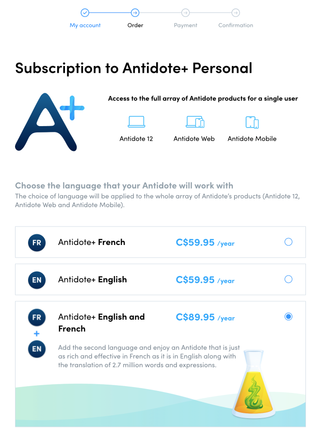 Choice of languages