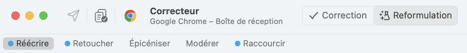 Le mode Reformulation propose cinq volets.