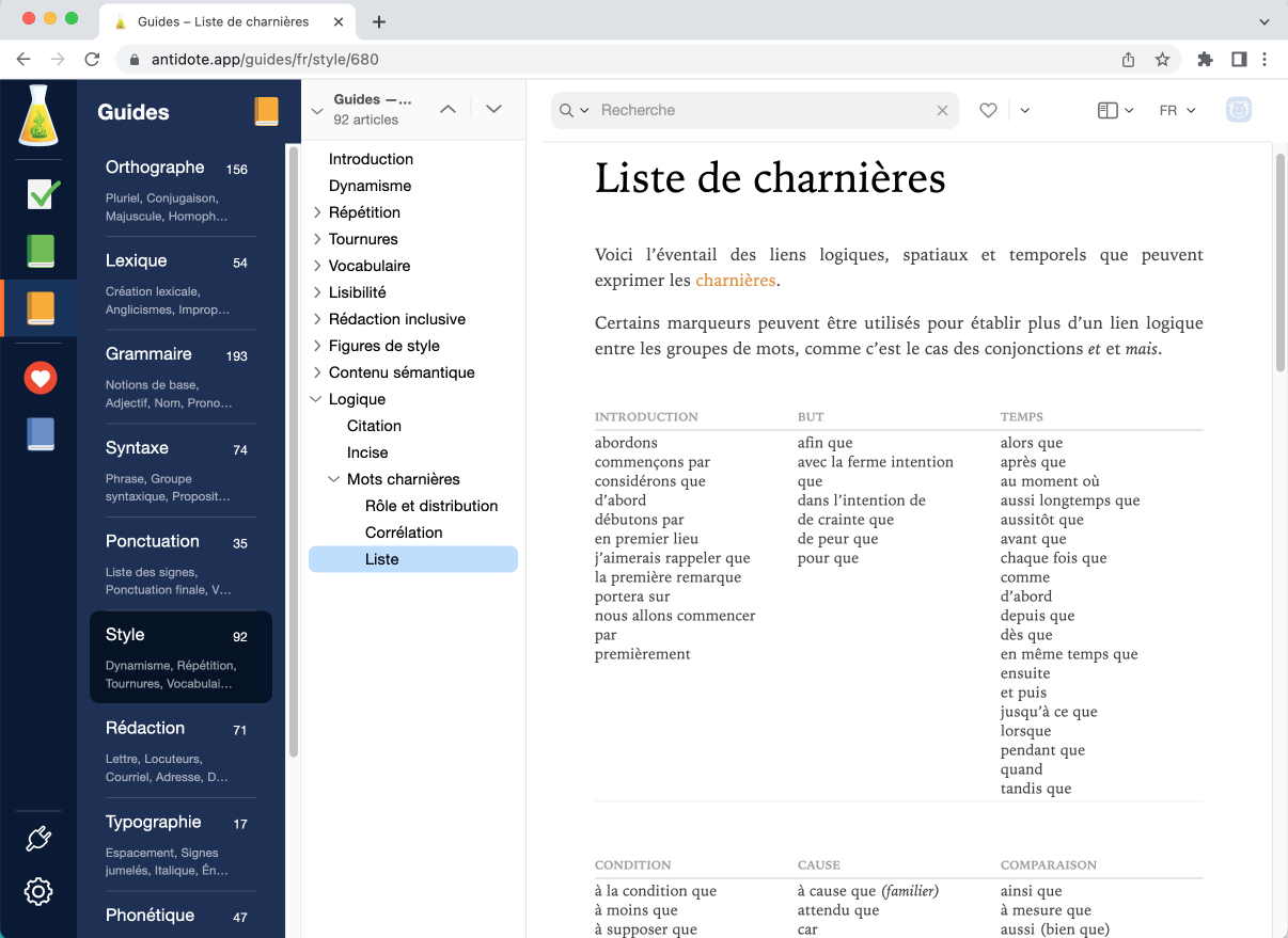 Guide de style d’Antidote Web