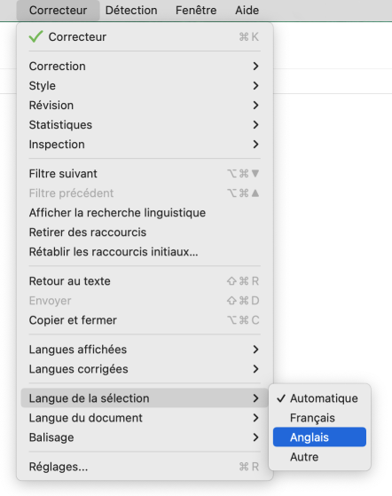 Indiquer la langue