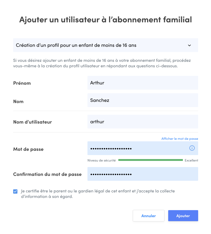 Ajout d’un utilisateur supervisé