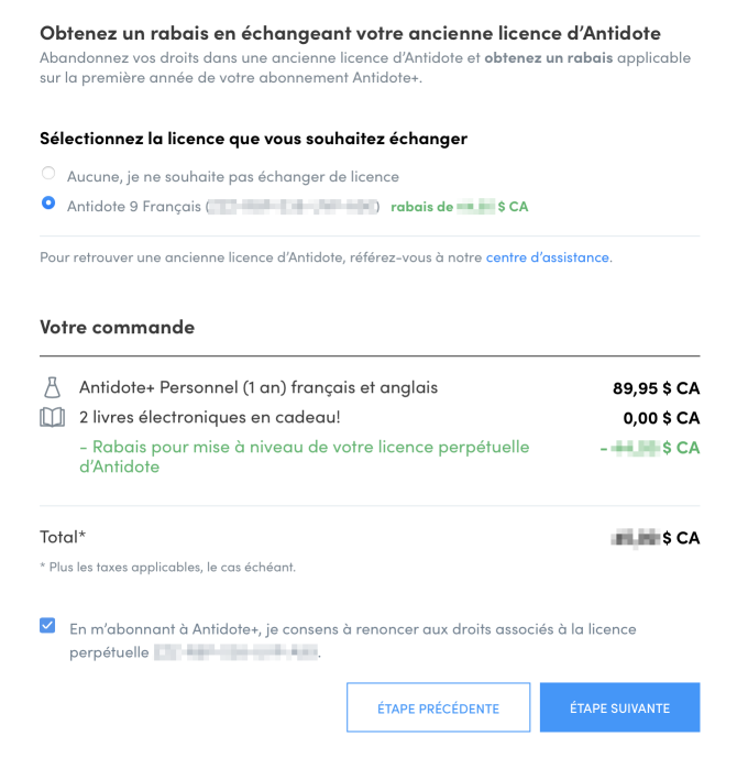 Échange de licence